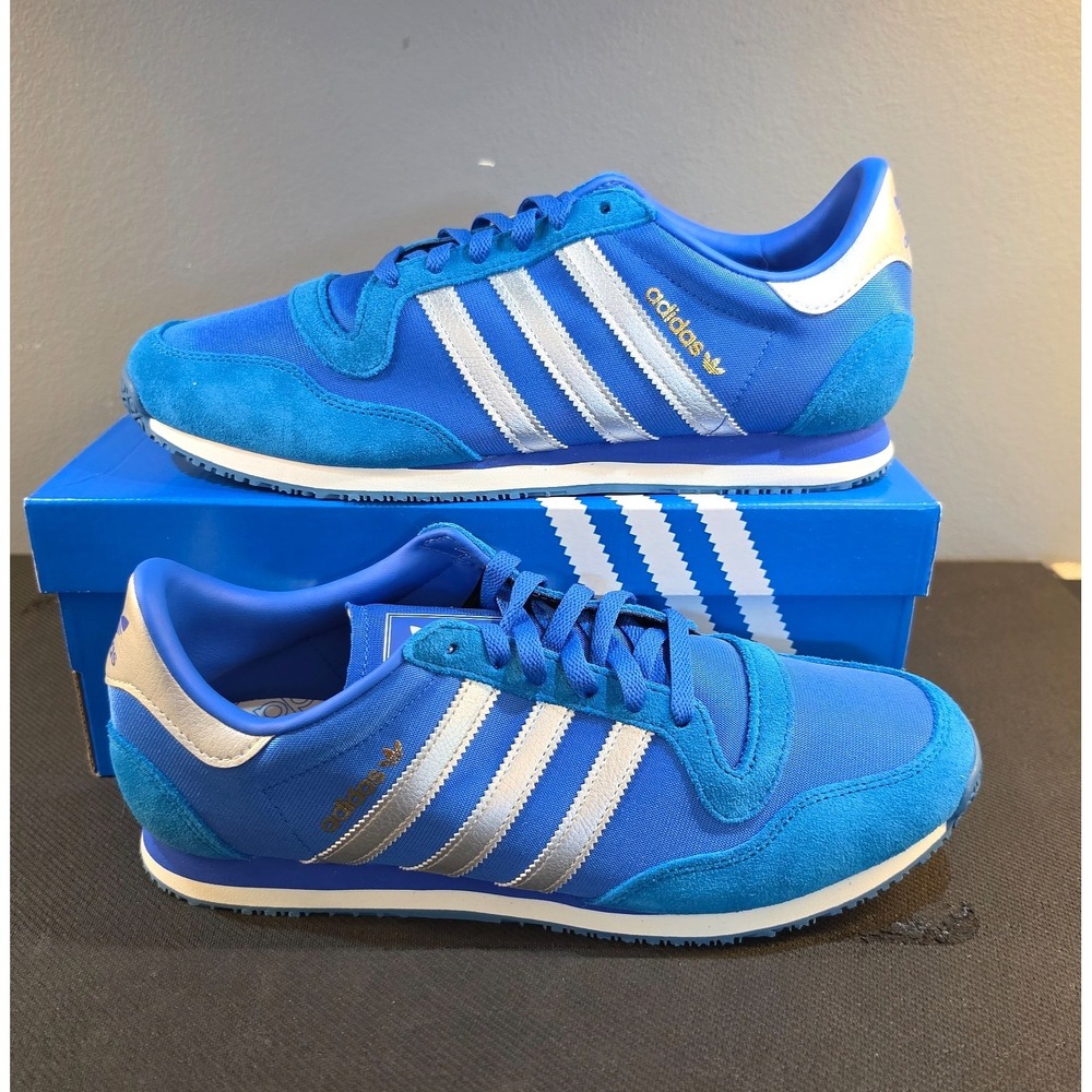New Men's 11 Adidas Galaxy OG JR6169 Blue Silver Metallic Retro Gym Running